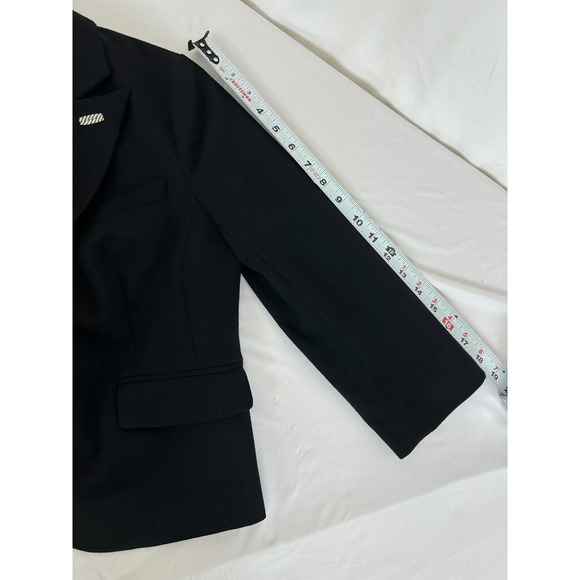 Ett Twa Anthropologie Blazer Women's Size 0 Black Wool Elbow Patch Short - Picture 10 of 10